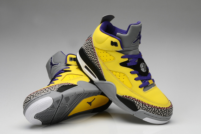 Nike Air Jordan Spizike Yellow Grey Cement Black Shoes - Click Image to Close