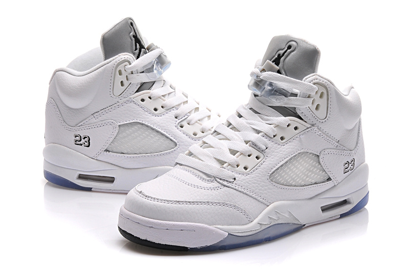 New All White Nike Air Jordan 5 Shoes For Women