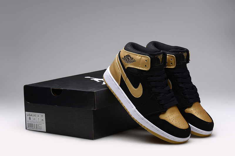 Nike 2015 Air Jordan 1 Retro Anthony Black Gold Shoes