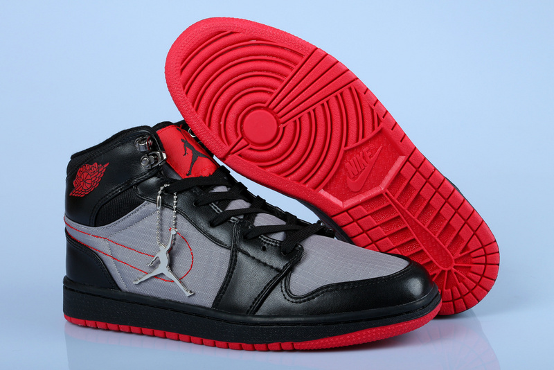 New Air Jordan 1 Retro Black Grey Red Shoes - Click Image to Close