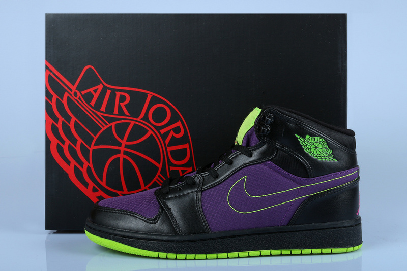 New Air Jordan 1 Retro Black Purple Green Shoes