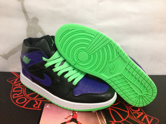 New Air Jordan 1 Retro Black Red Green White Shoes - Click Image to Close