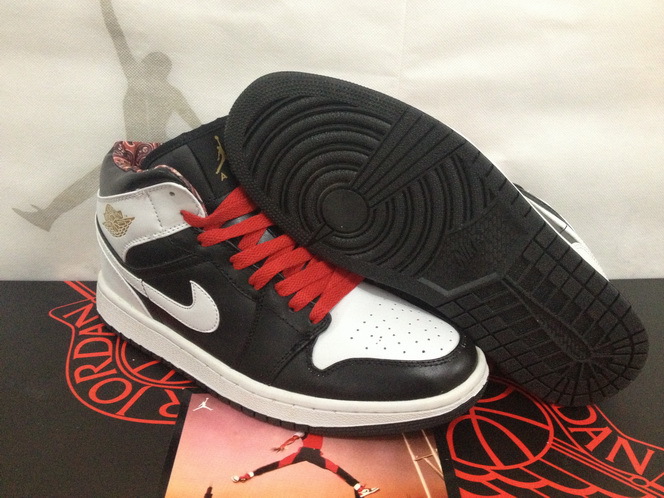 New Air Jordan 1 Retro Black White Red Shoes