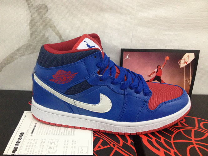 New Air Jordan 1 Retro Blue Red White Shoes - Click Image to Close