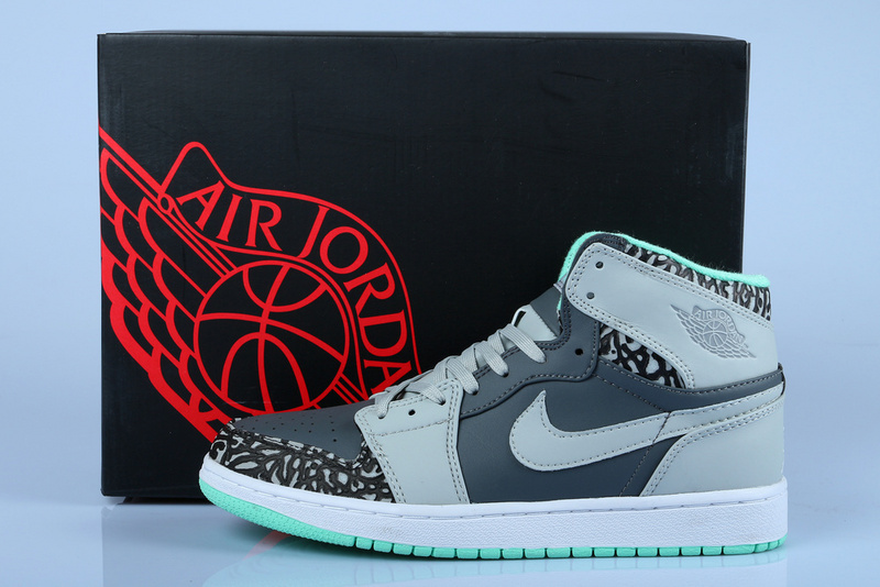 New Air Jordan 1 Retro Grey Black Vement White Shoes - Click Image to Close