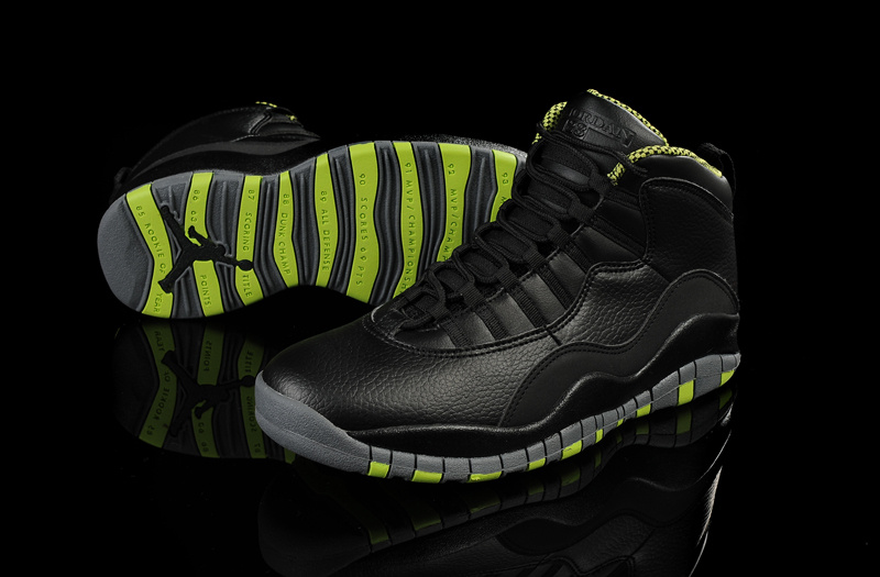 New Air Jordan 10 Black Green Shoes - Click Image to Close
