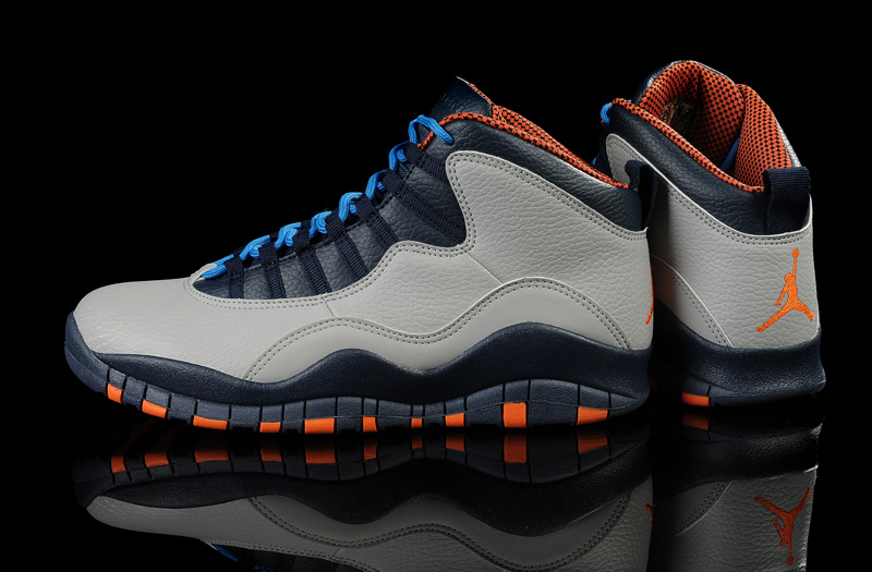 New Air Jordan 10 Grey Blue Orange Shoes