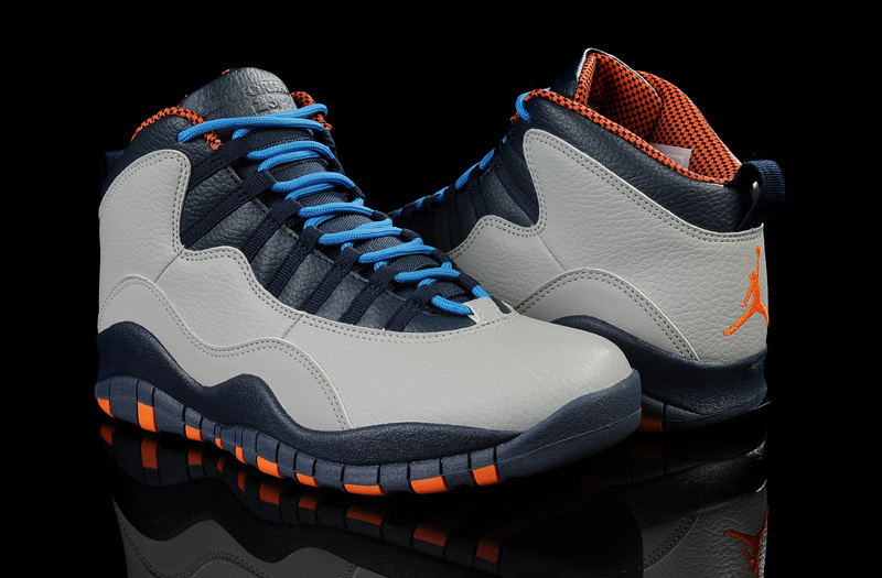 New Air Jordan 10 Grey Blue Orange Shoes