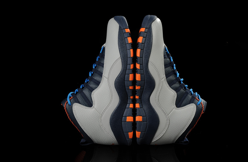New Air Jordan 10 Grey Blue Orange Shoes
