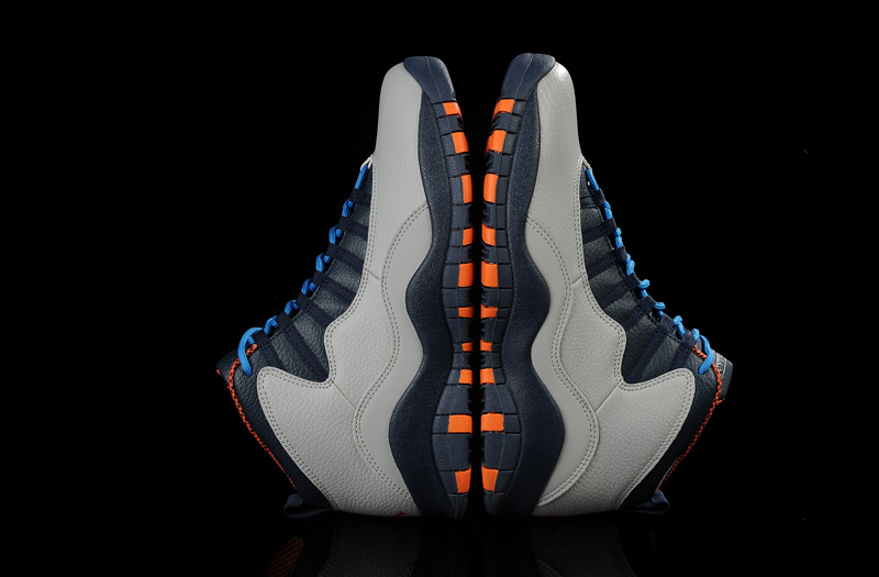 New Air Jordan 10 Grey Blue Orange Shoes - Click Image to Close