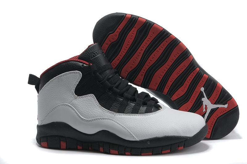 New Air Jordan 10 Retro Black Grey Red Shoes