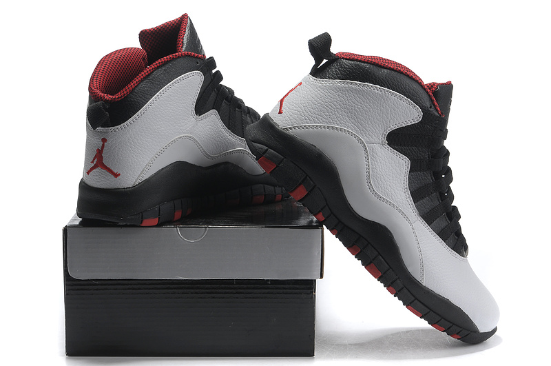New Air Jordan 10 Retro Black Grey Red Shoes
