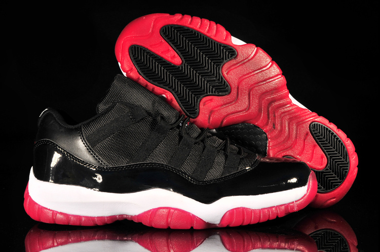 2014 Nike Air Jordan 11 Low Black White Red Shoes - Click Image to Close