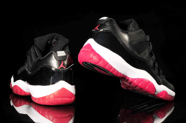 2014 Nike Air Jordan 11 Low Black White Red Shoes - Click Image to Close