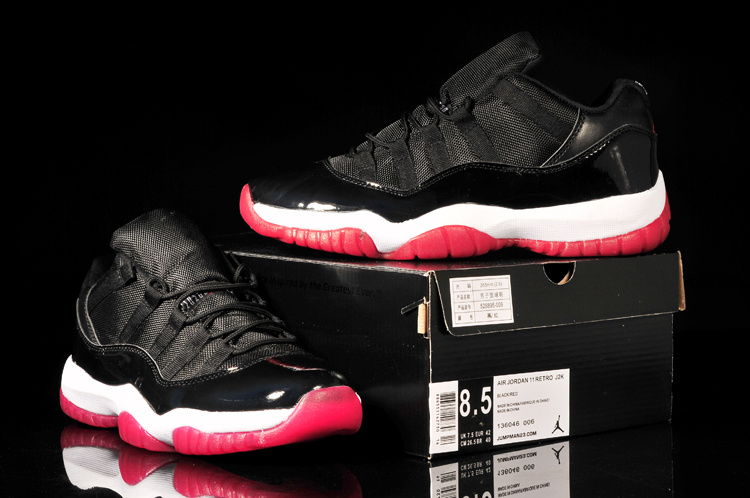 2014 Nike Air Jordan 11 Low Black White Red Shoes