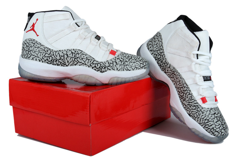 2014 Nike Air Jordan 11 White Grey Cement Shoes
