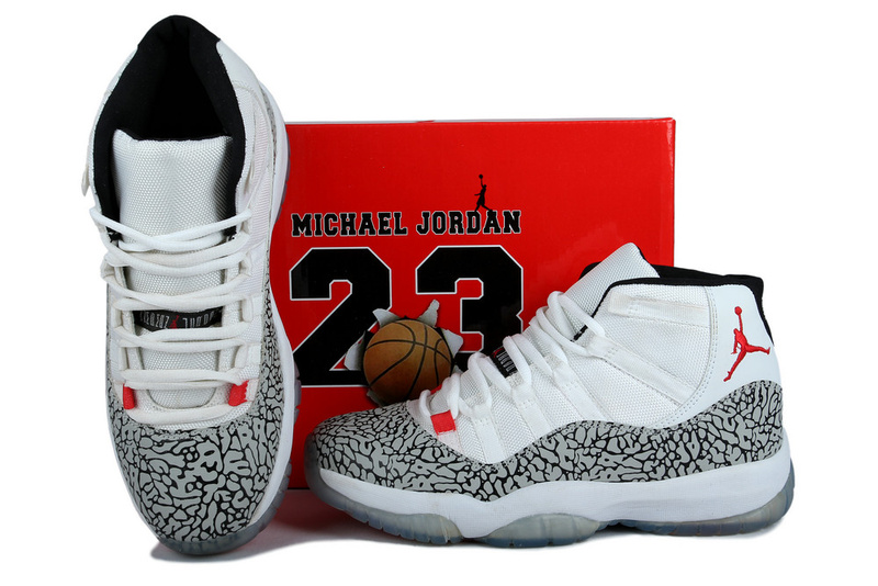 2014 Nike Air Jordan 11 White Grey Cement Shoes - Click Image to Close