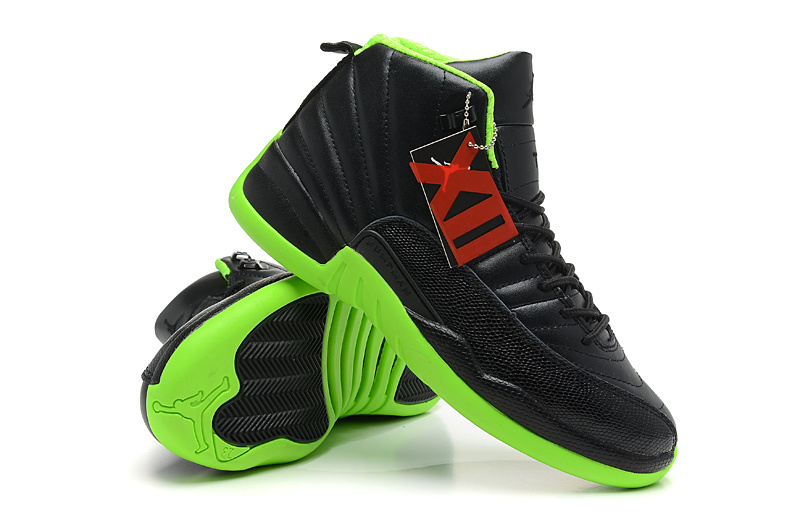 New Nike Jordan 12 Retro Hardpack Black Green Shoes - Click Image to Close