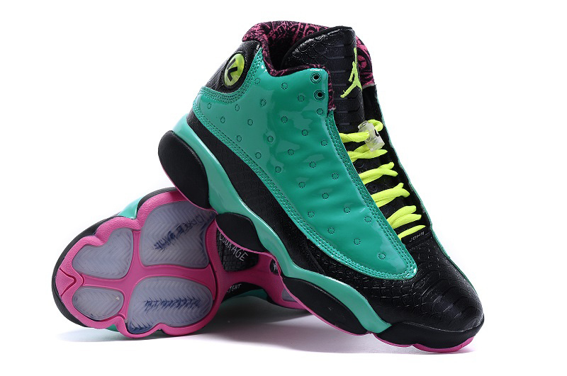 2015 Nike Air Jordan 13 Doernbecher Green Black Pink Shoes