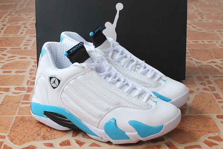 New Nike Air Jordan 14 Retro White Baby Blue Shoes - Click Image to Close