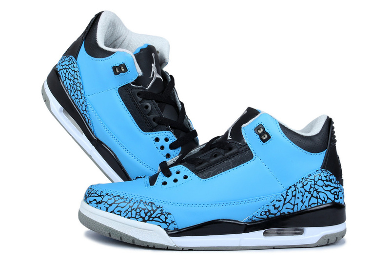 New Nike Jordan 3 Retr Blue Moon Black Shoes - Click Image to Close