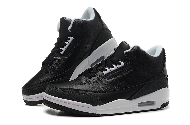 New Nike Jordan 3 Retro Basketball Shoes Black Cement White - Click Image to Close