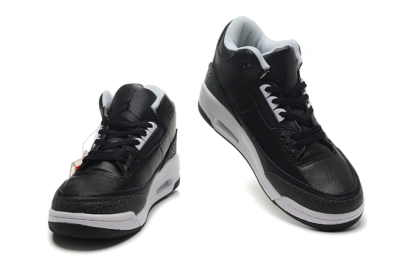 New Nike Jordan 3 Retro Basketball Shoes Black Cement White - Click Image to Close