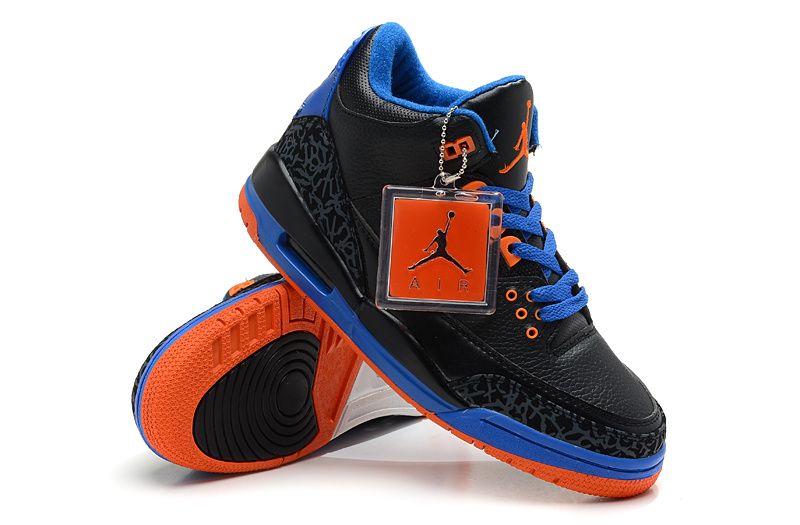 New Nike Jordan 3 Retro Black Blue Orange Shoes