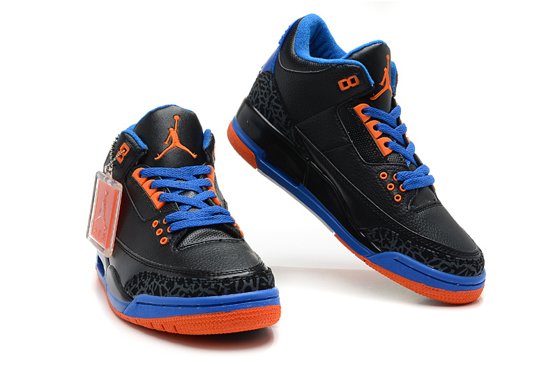New Nike Jordan 3 Retro Black Blue Orange Shoes