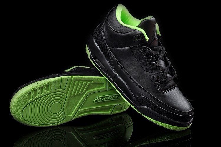 New Nike Jordan 3 Retro Black Green Shoes - Click Image to Close