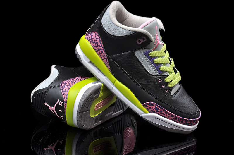 New Nike Jordan 3 Retro Black Pink Yellow White Shoes - Click Image to Close