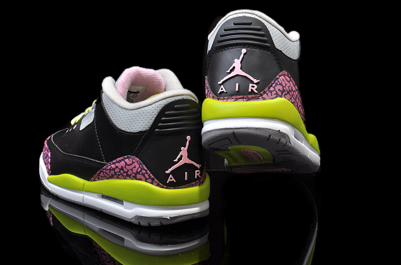 New Nike Jordan 3 Retro Black Pink Yellow White Shoes - Click Image to Close