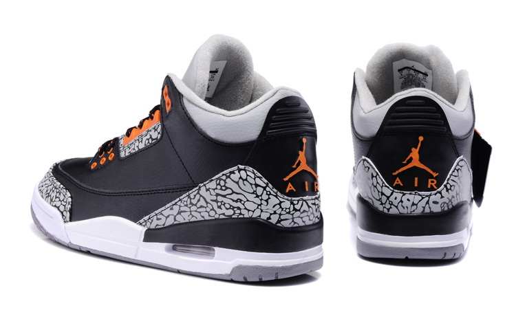 New Nike Jordan 3 Retro Black White Cement Orange Shoes