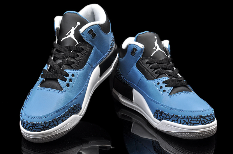 New Nike Jordan 3 Retro Blue Black White Shoes