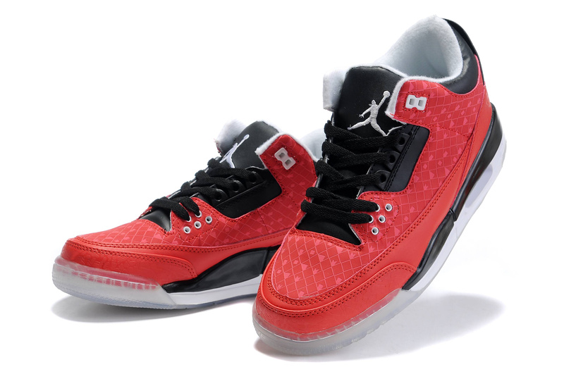 New Nike Jordan 3 Retro Carve Red Black White Shoes - Click Image to Close