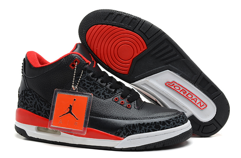 New Nike Jordan 3 Retro Black Red White Shoes - Click Image to Close