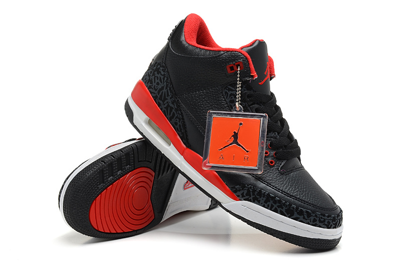 New Nike Jordan 3 Retro Black Red White Shoes - Click Image to Close