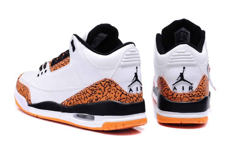 New Nike Jordan 3 Retro White Orange Black Shoes