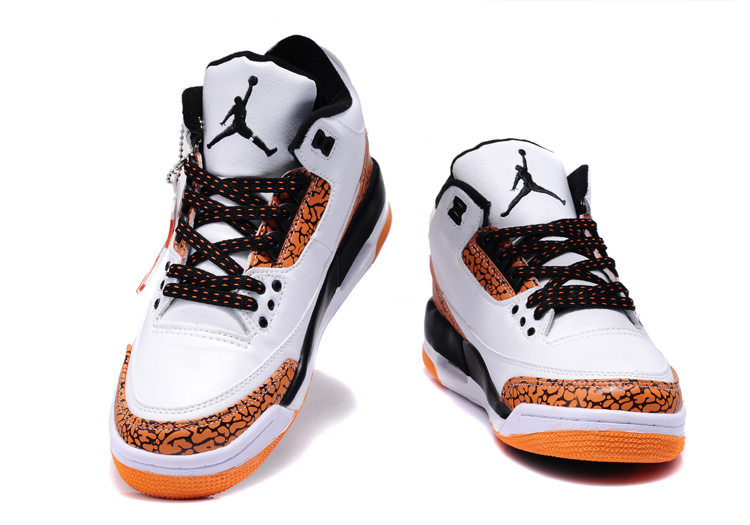 New Nike Jordan 3 Retro White Orange Black Shoes