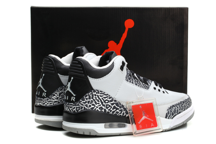 New Nike Jordan 3 Retro Wolf Grey Black Basketball Shoes - Click Image to Close