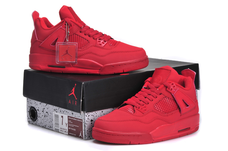 Nike Jordan 4 All Red Shoes For Women - Click Image to Close