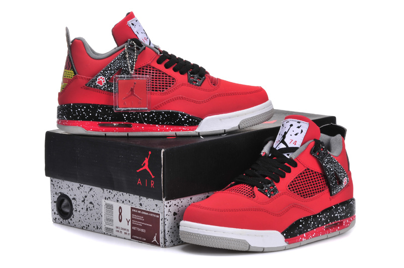 Nike Jordan 4 Red Black White Shoes For Women - Click Image to Close
