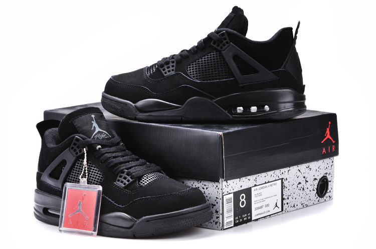 New Jordan 4 Retro All Black Shoes