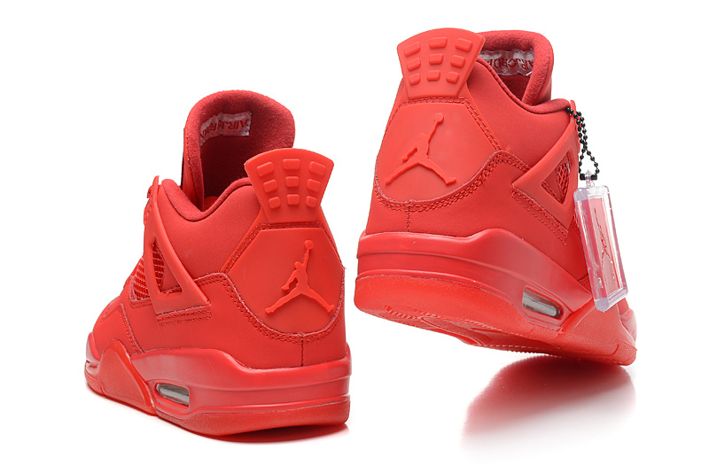 New Jordan 4 Retro All Red Shoes