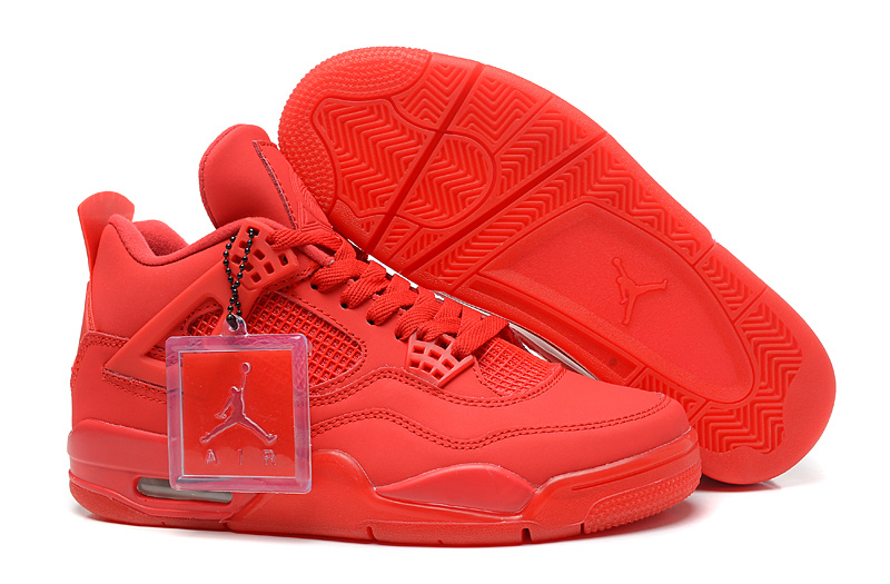 New Jordan 4 Retro All Red Shoes