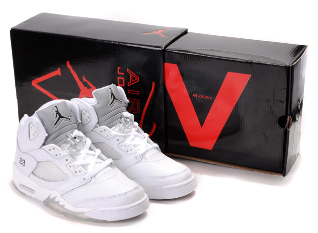 New Nike Air Jordan 5 Hardpack All White Shoes