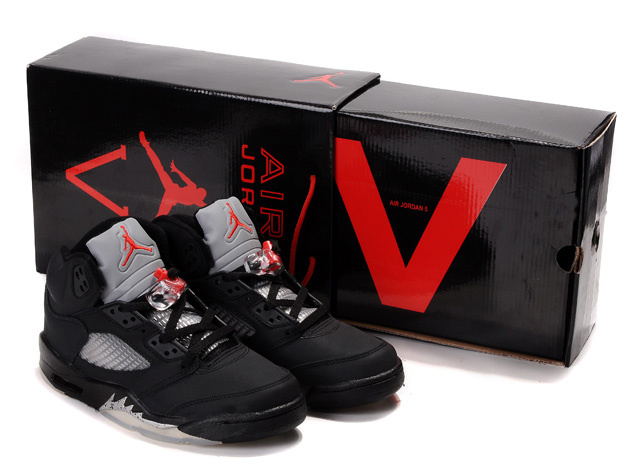 New Nike Air Jordan 5 Hardpack Black White Red Shoes