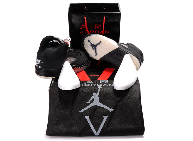 New Nike Air Jordan 5 Hardpack Black White Red Shoes