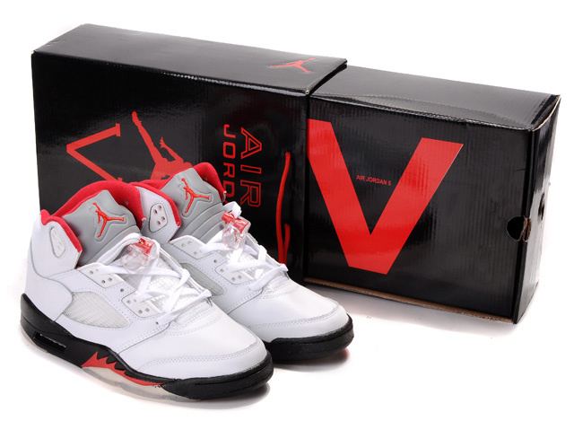 New Nike Air Jordan 5 Hardpack Box White Black Red Shoes