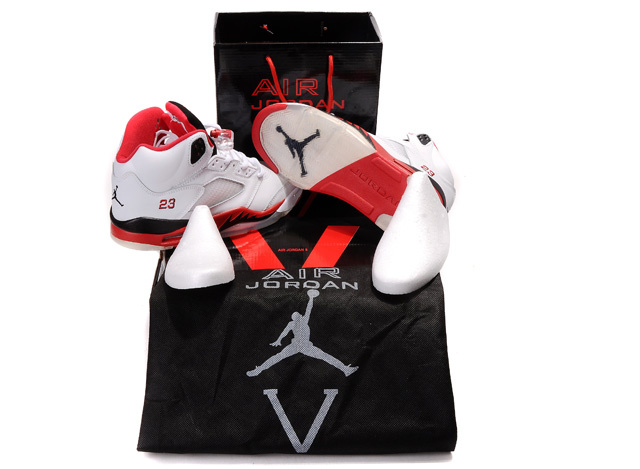 New Nike Air Jordan 5 Hardpack Box White Black Red Shoes